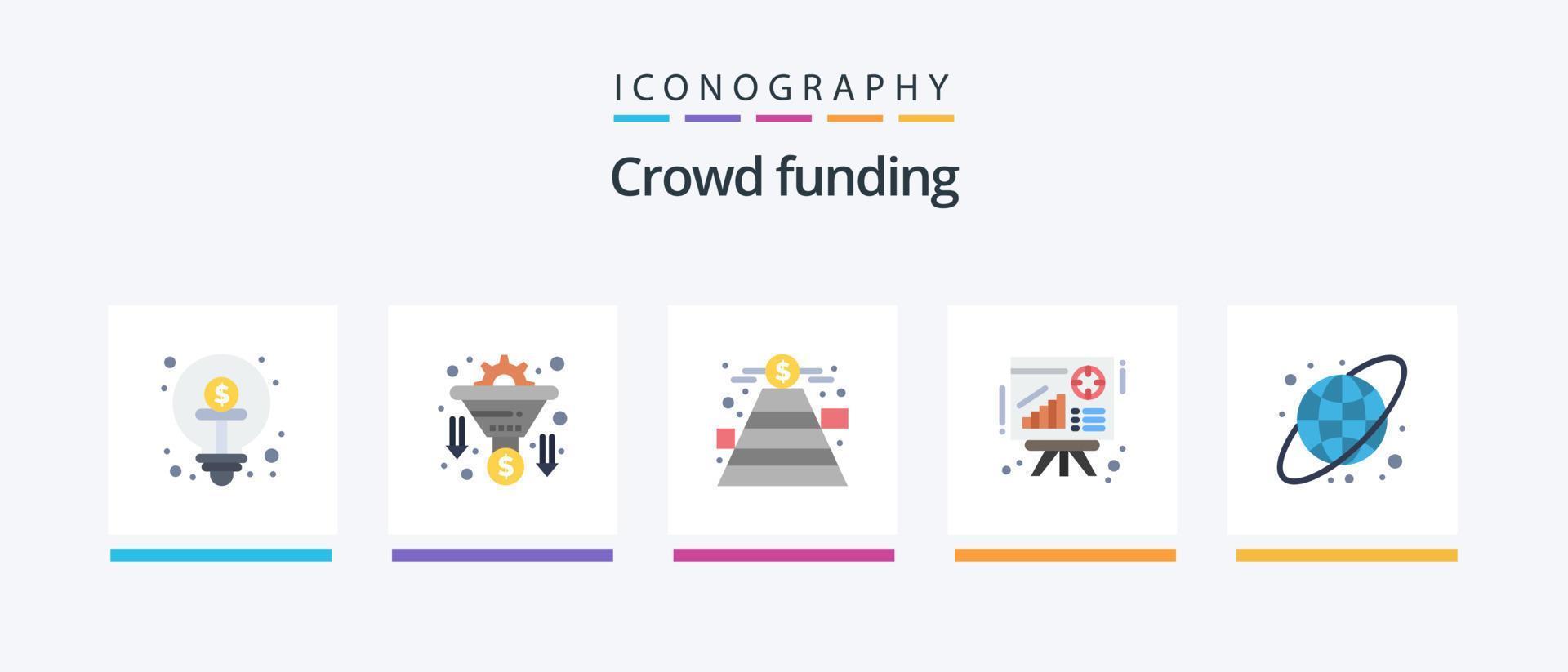 Crowdfunding Flat 5 Icon Pack Including circular. presentation. money. chart. money. Creative Icons Design vector