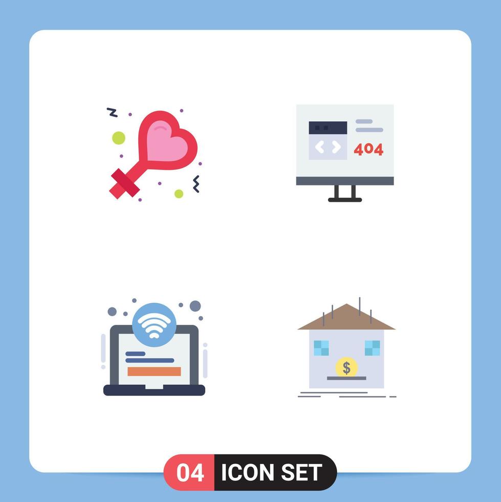 Editable Vector Line Pack of 4 Simple Flat Icons of female hotel app development wifi Editable Vector Design Elements