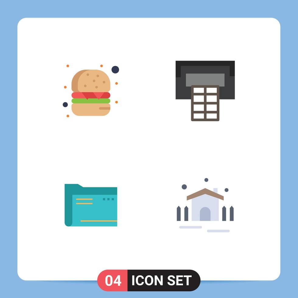 4 Creative Icons Modern Signs and Symbols of burger empty basketball archive storage Editable Vector Design Elements