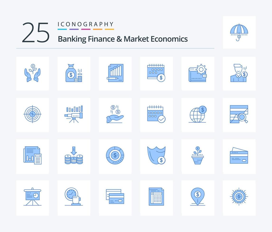 Banking Finance And Market Economics 25 Blue Color icon pack including business. analysis. bag. statistics. savings vector