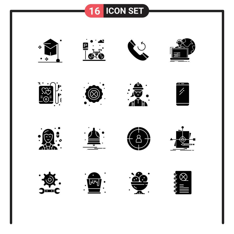 Solid Glyph Pack of 16 Universal Symbols of headphone human road allocation outsource Editable Vector Design Elements