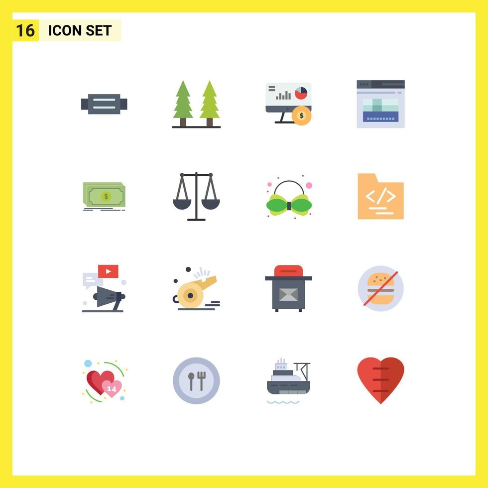 Group of 16 Modern Flat Colors Set for fund website monitor web page Editable Pack of Creative Vector Design Elements