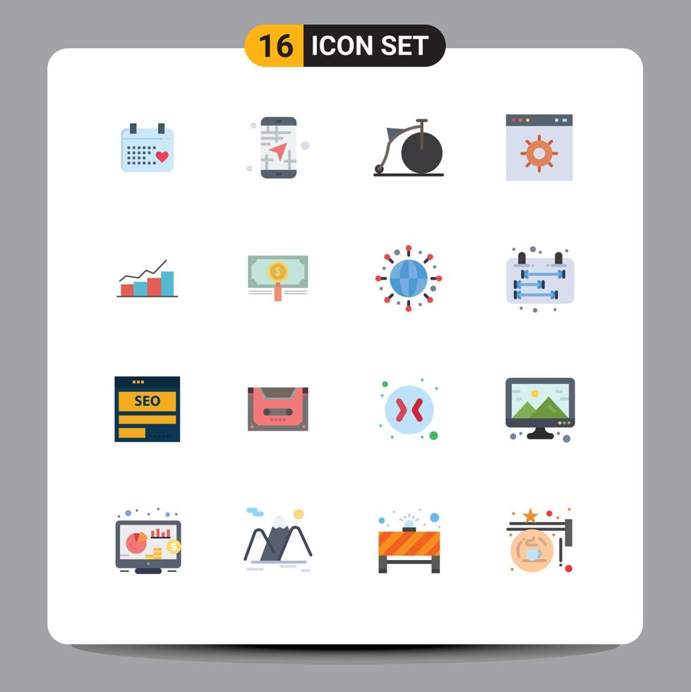16 Flat Color concept for Websites Mobile and Apps growth webpage travel internet wheel Editable Pack of Creative Vector Design Elements