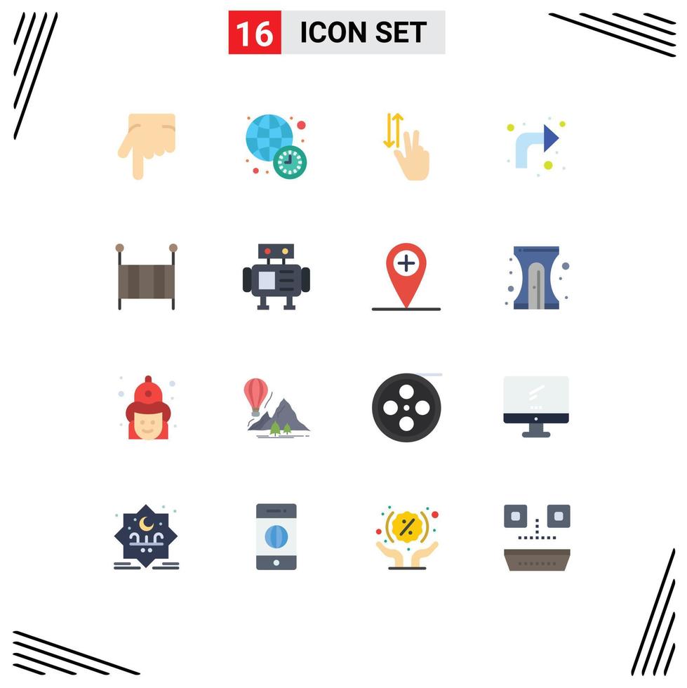 Editable Vector Line Pack of 16 Simple Flat Colors of child right gestures up arrows Editable Pack of Creative Vector Design Elements