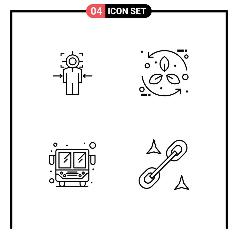 Pictogram Set of 4 Simple Filledline Flat Colors of man recycle achieve cycle public bus Editable Vector Design Elements