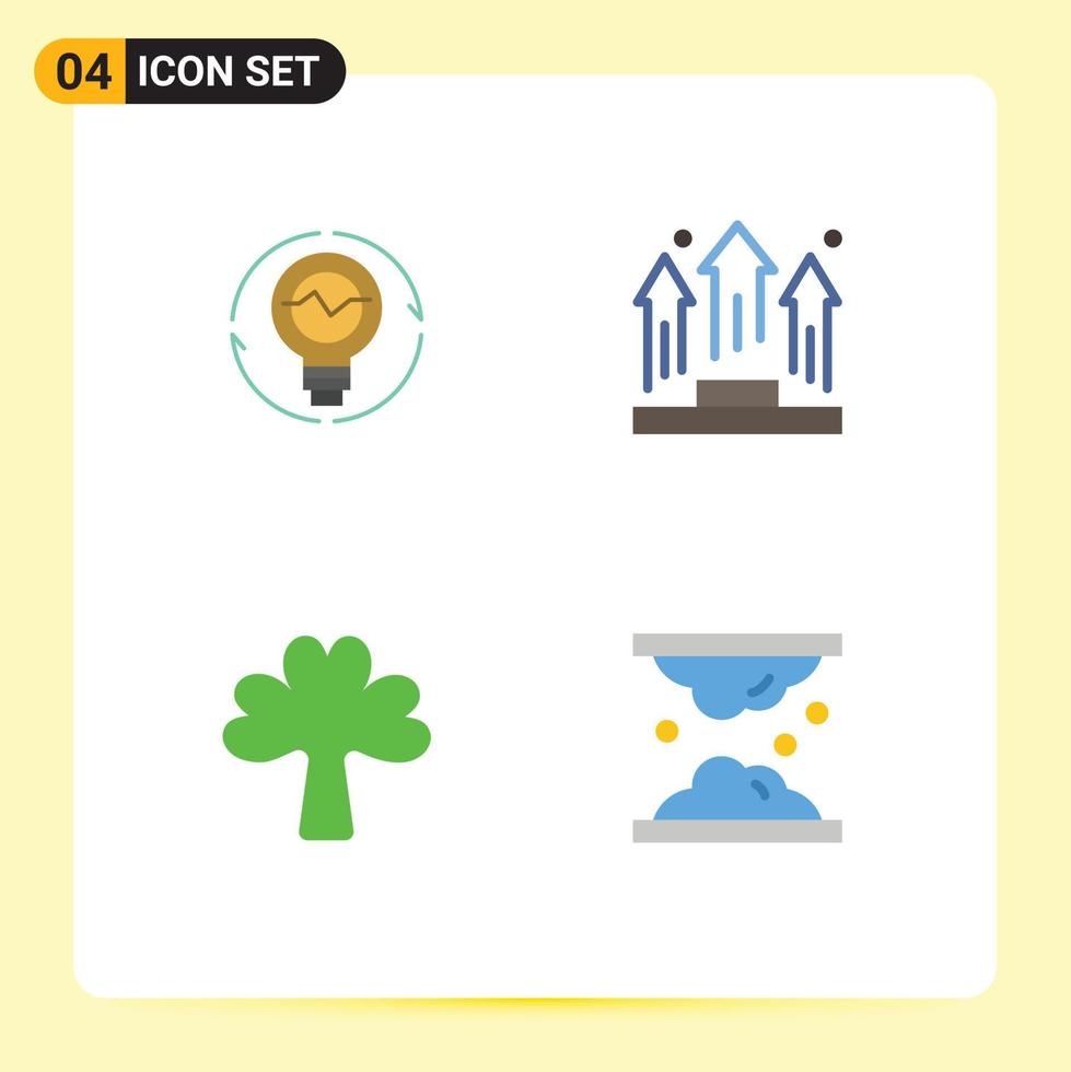 4 Thematic Vector Flat Icons and Editable Symbols of bulb manager idea lightbulb podium Editable Vector Design Elements