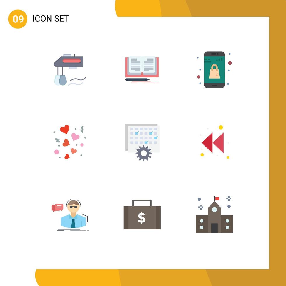 Stock Vector Icon Pack of 9 Line Signs and Symbols for event valentines bag love day Editable Vector Design Elements