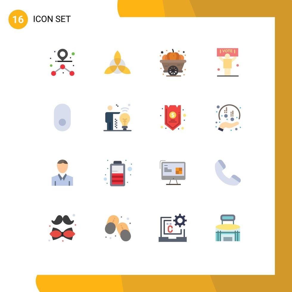 Mobile Interface Flat Color Set of 16 Pictograms of business mouse squash apple politics Editable Pack of Creative Vector Design Elements