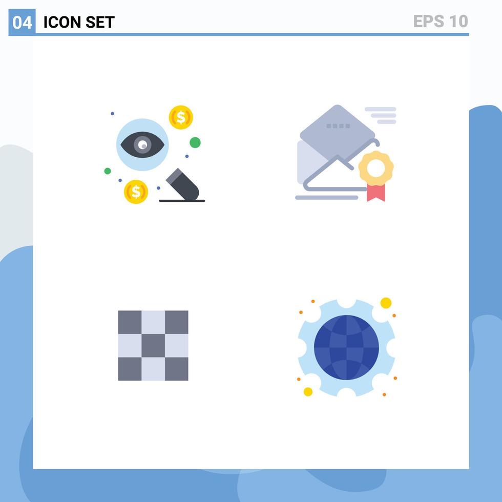 4 Thematic Vector Flat Icons and Editable Symbols of business newsletter money award gallery Editable Vector Design Elements