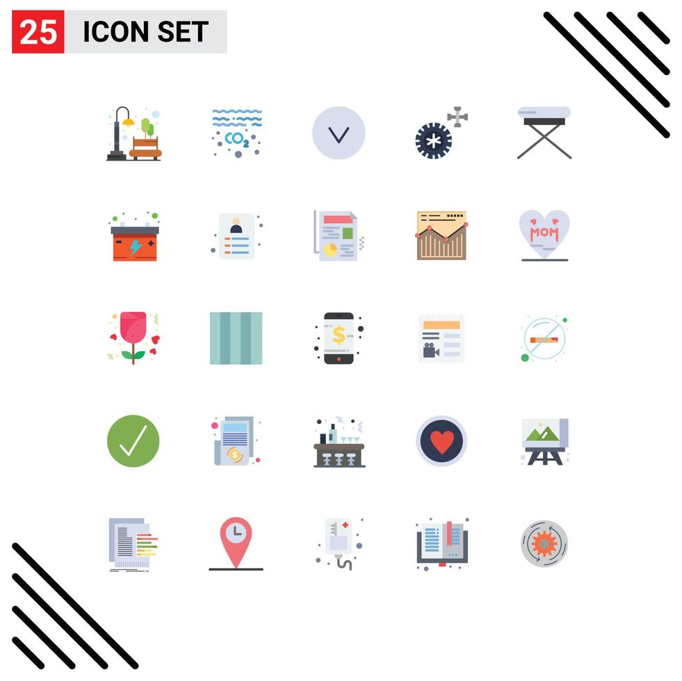 Universal Icon Symbols Group of 25 Modern Flat Colors of interior chair co wheel car Editable Vector Design Elements