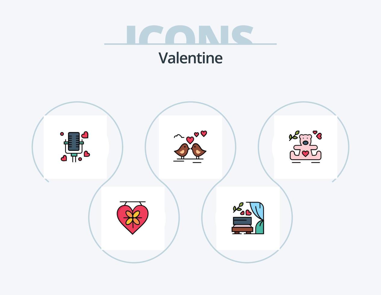 Valentine Line Filled Icon Pack 5 Icon Design. love. love. flask. day. valentine vector