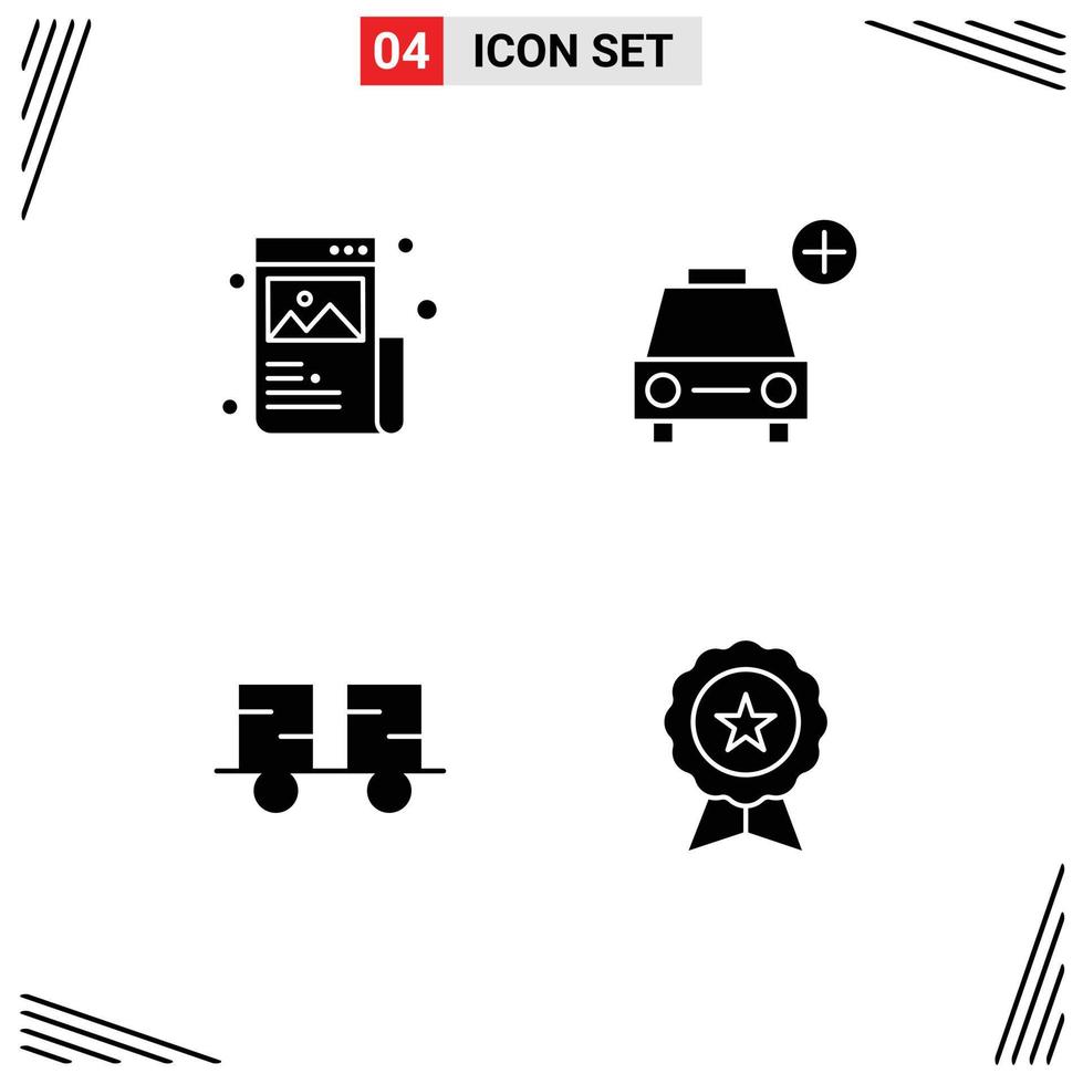 4 Solid Glyph concept for Websites Mobile and Apps art caterpillar vehicles graphic plus forklift Editable Vector Design Elements