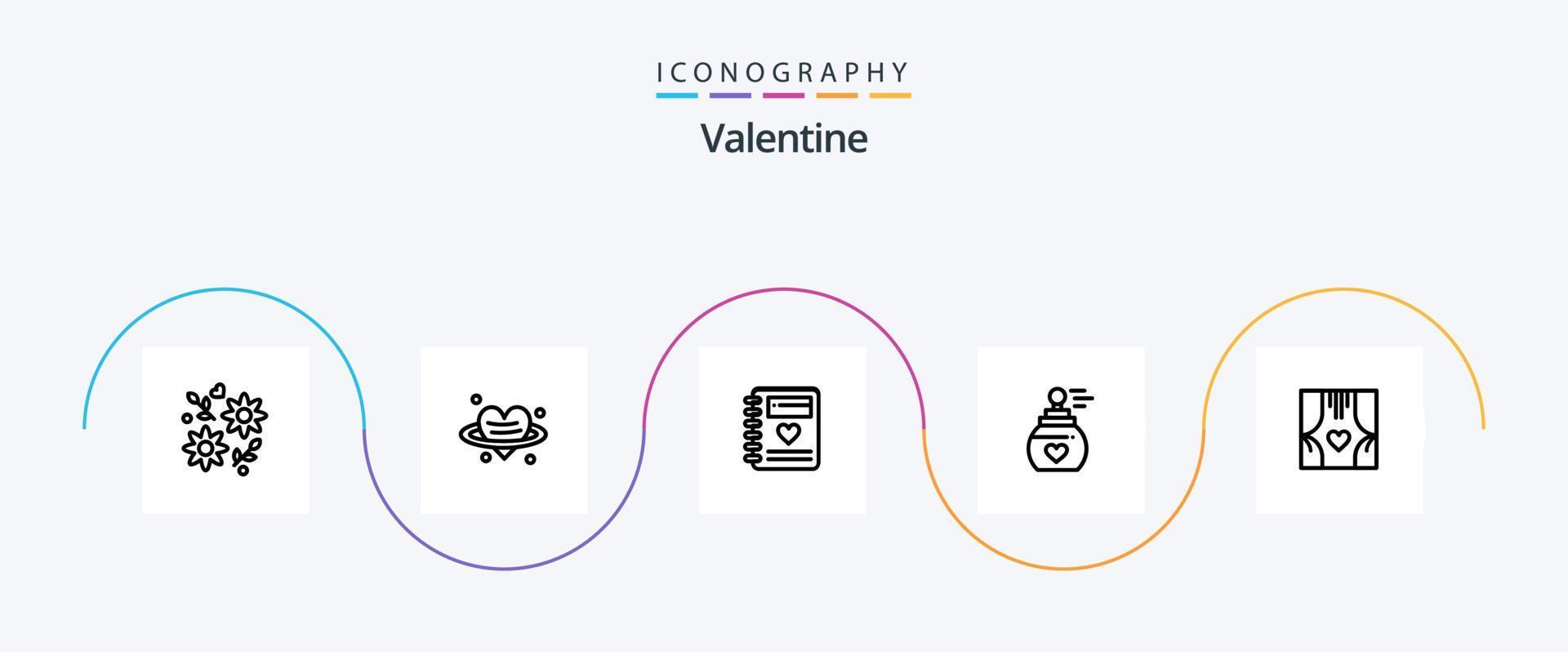 enamorado línea 5 5 icono paquete incluso amor. amor. corazón. día. enamorado vector