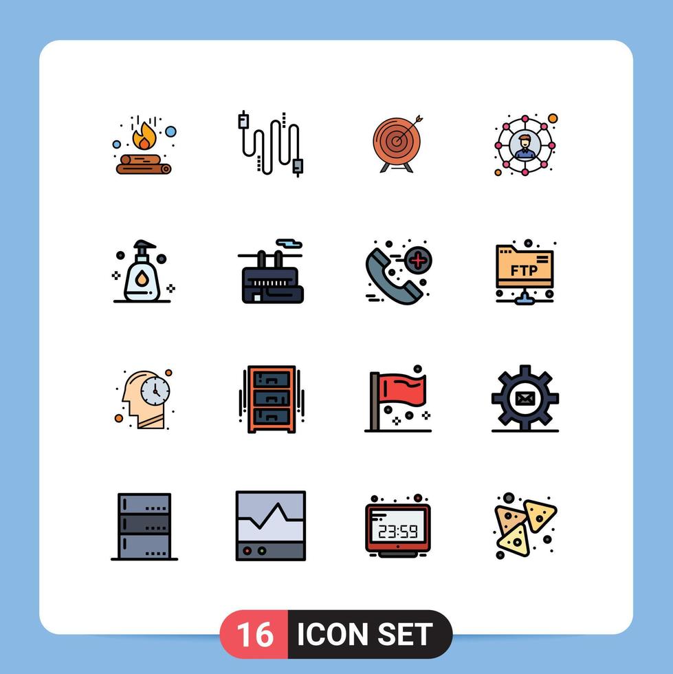 16 Creative Icons Modern Signs and Symbols of social network connections target success goal Editable Creative Vector Design Elements