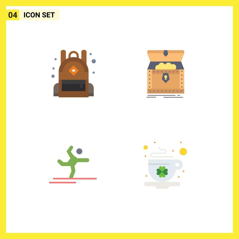 Set of 4 Modern UI Icons Symbols Signs for bag gymnastics box reward stretching Editable Vector Design Elements