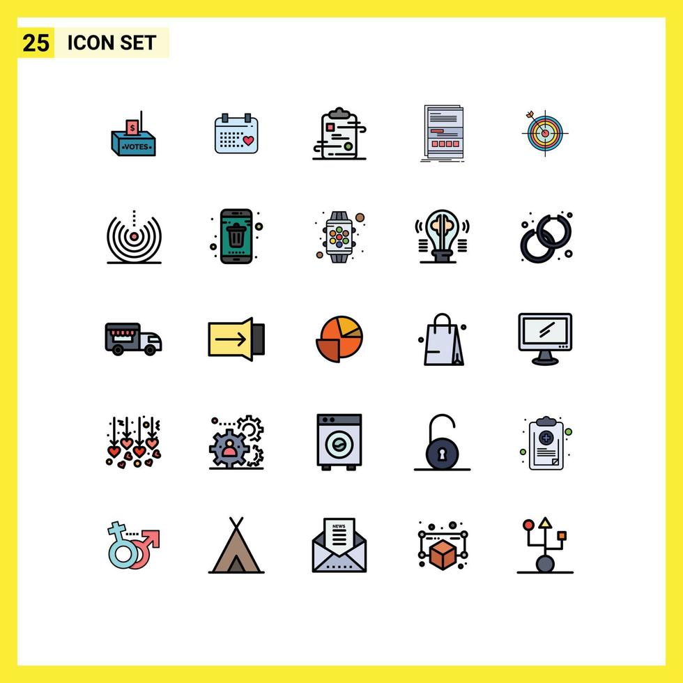 25 Creative Icons Modern Signs and Symbols of page dynamic wedding browser paper Editable Vector Design Elements