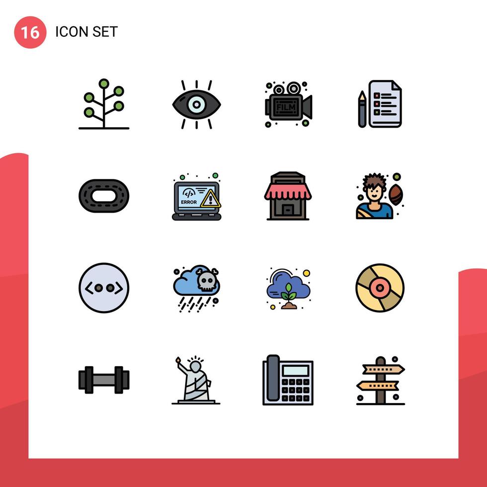 Universal Icon Symbols Group of 16 Modern Flat Color Filled Lines of pencil education health file retro Editable Creative Vector Design Elements