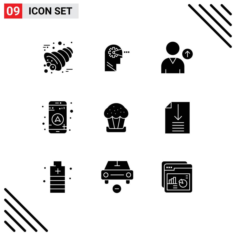 Set of 9 Modern UI Icons Symbols Signs for easter cup avatar cake map Editable Vector Design Elements