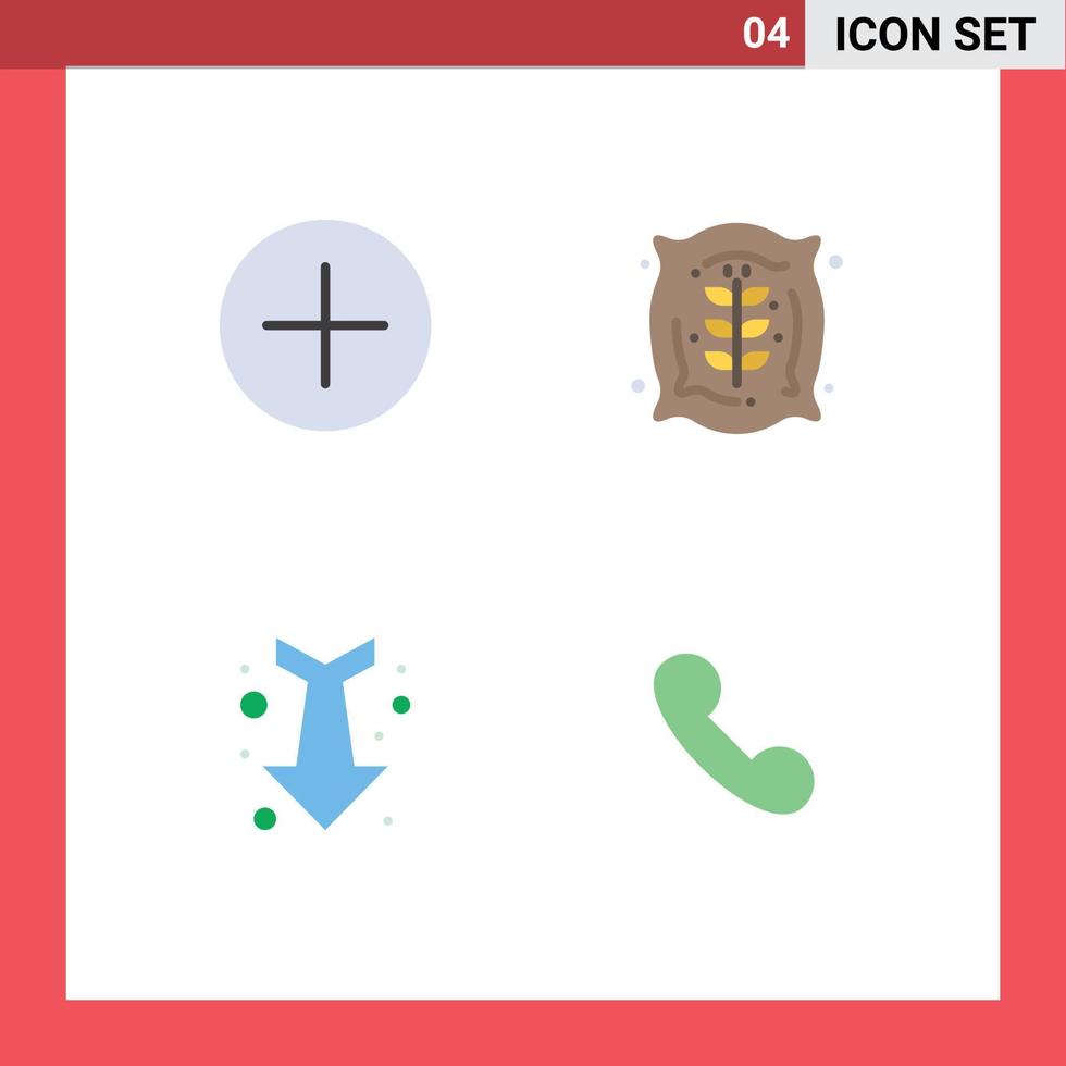 Pack of 4 creative Flat Icons of add full agriculture farm phone Editable Vector Design Elements