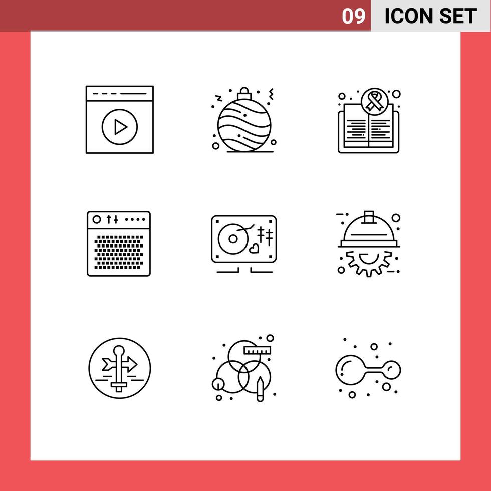 Stock Vector Icon Pack of 9 Line Signs and Symbols for portable device awareness audio health Editable Vector Design Elements