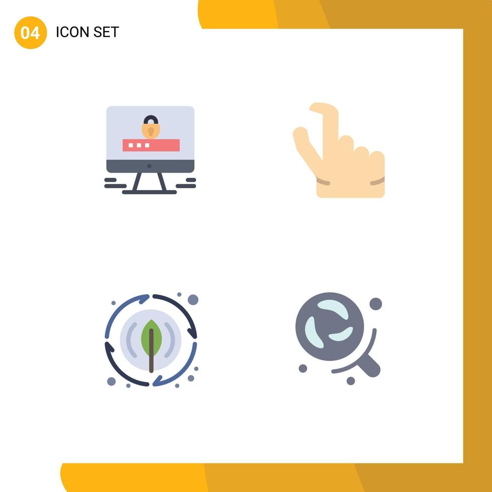 4 Flat Icon concept for Websites Mobile and Apps computer nature security zoom bacteria Editable Vector Design Elements