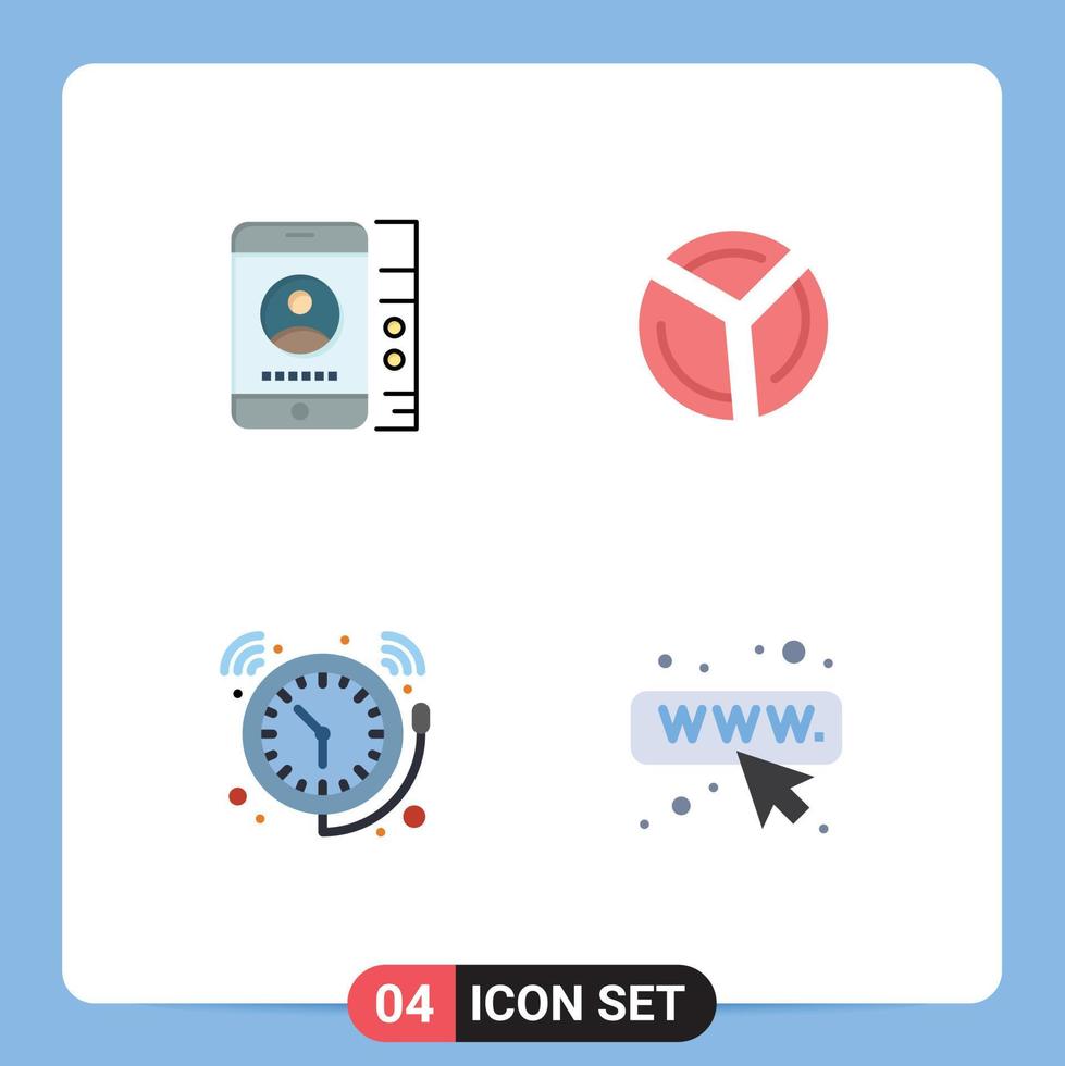 Pictogram Set of 4 Simple Flat Icons of lmobile bell phone pie chart time Editable Vector Design Elements