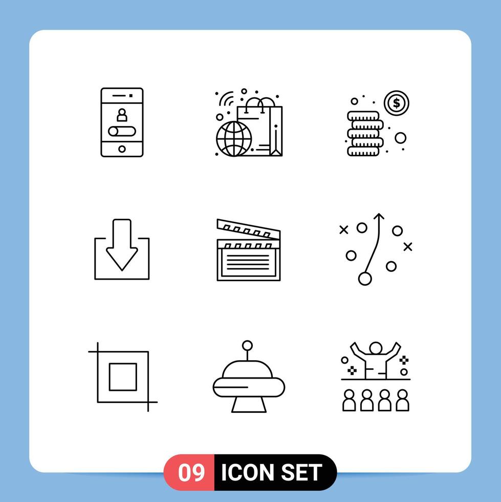 9 User Interface Outline Pack of modern Signs and Symbols of movis download smart down investment Editable Vector Design Elements