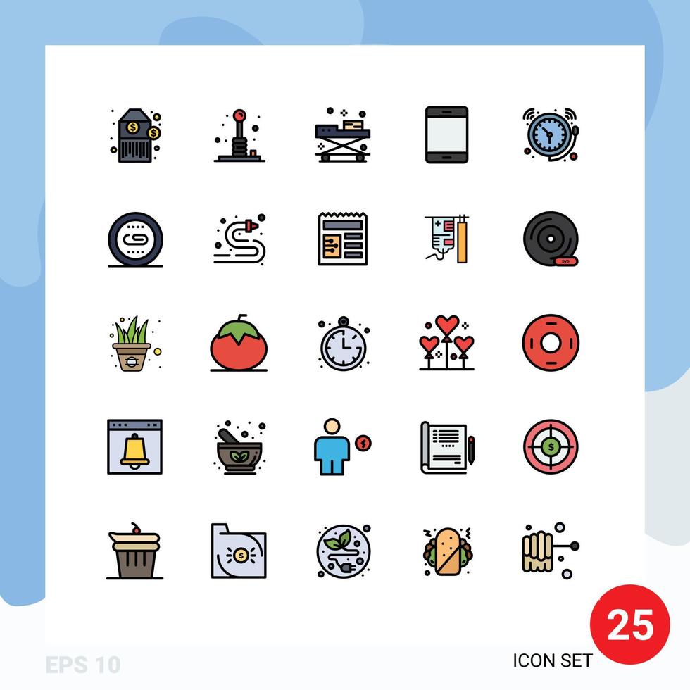 25 Filled line Flat Color concept for Websites Mobile and Apps ipad gadget ambulance devices stretcher Editable Vector Design Elements