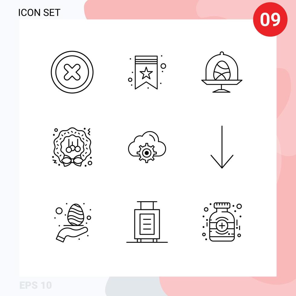 paquete de 9 9 moderno contornos señales y símbolos para web impresión medios de comunicación tal como ajuste temporada huevo invierno decoración editable vector diseño elementos