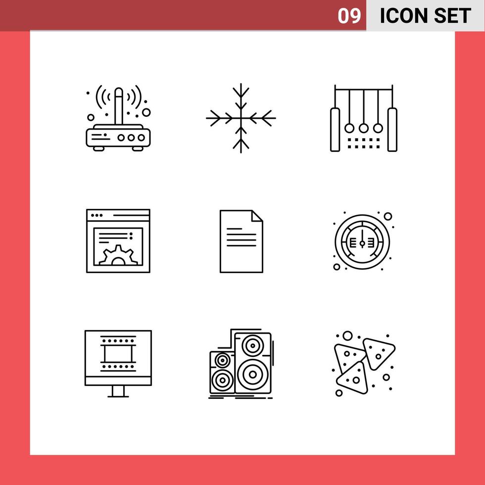 Set of 9 Commercial Outlines pack for text web acrobatic setting rings Editable Vector Design Elements