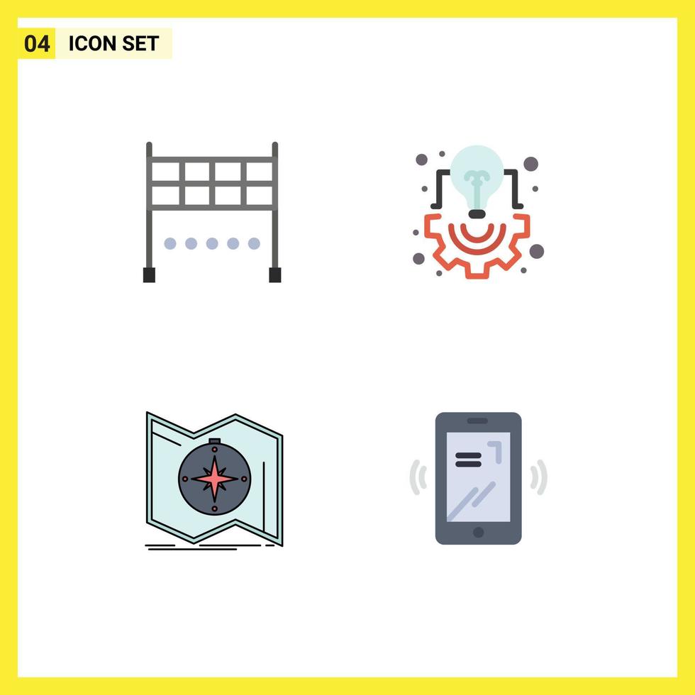 Modern Set of 4 Flat Icons and symbols such as finish explore bulb light navigate Editable Vector Design Elements
