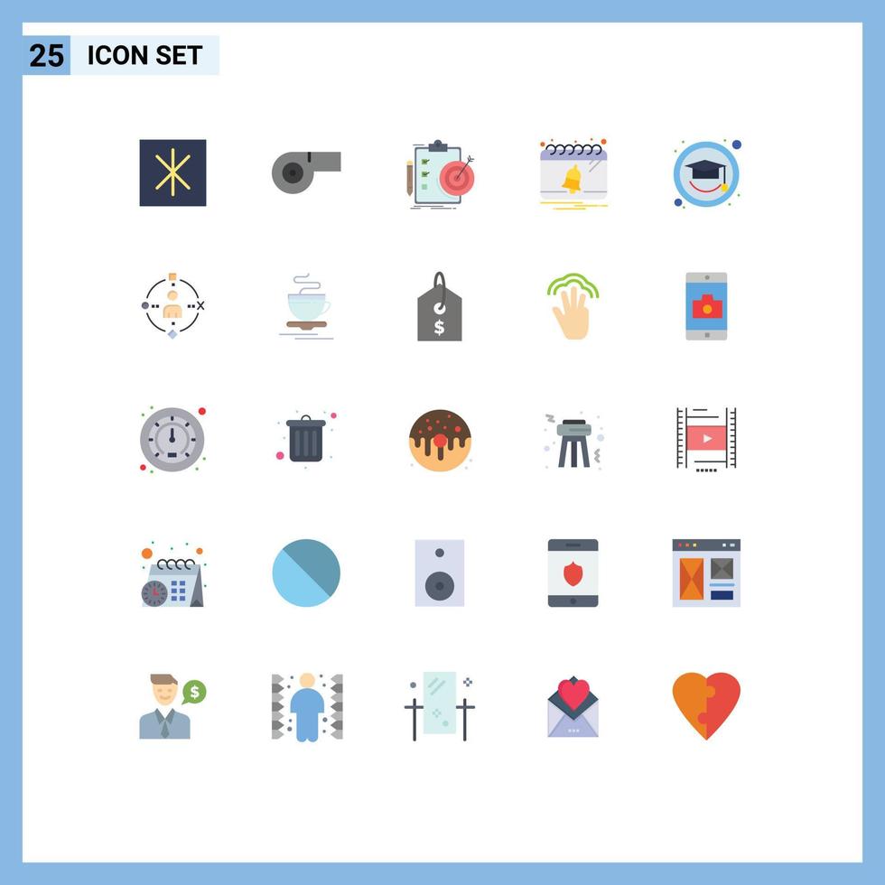 25 Flat Color concept for Websites Mobile and Apps ambient graduation target education date Editable Vector Design Elements