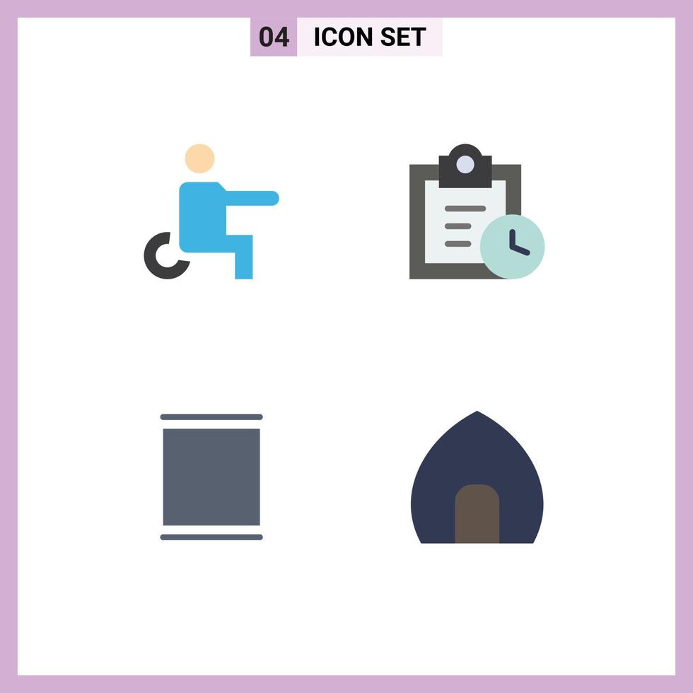 4 Flat Icon concept for Websites Mobile and Apps disabled sets wheelchair todo antique building Editable Vector Design Elements