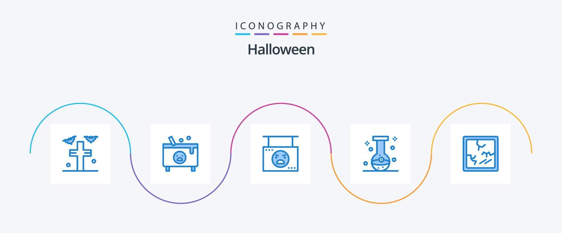 Halloween Blue 5 Icon Pack Including eye. beaker. poison. ball. pumpkin vector