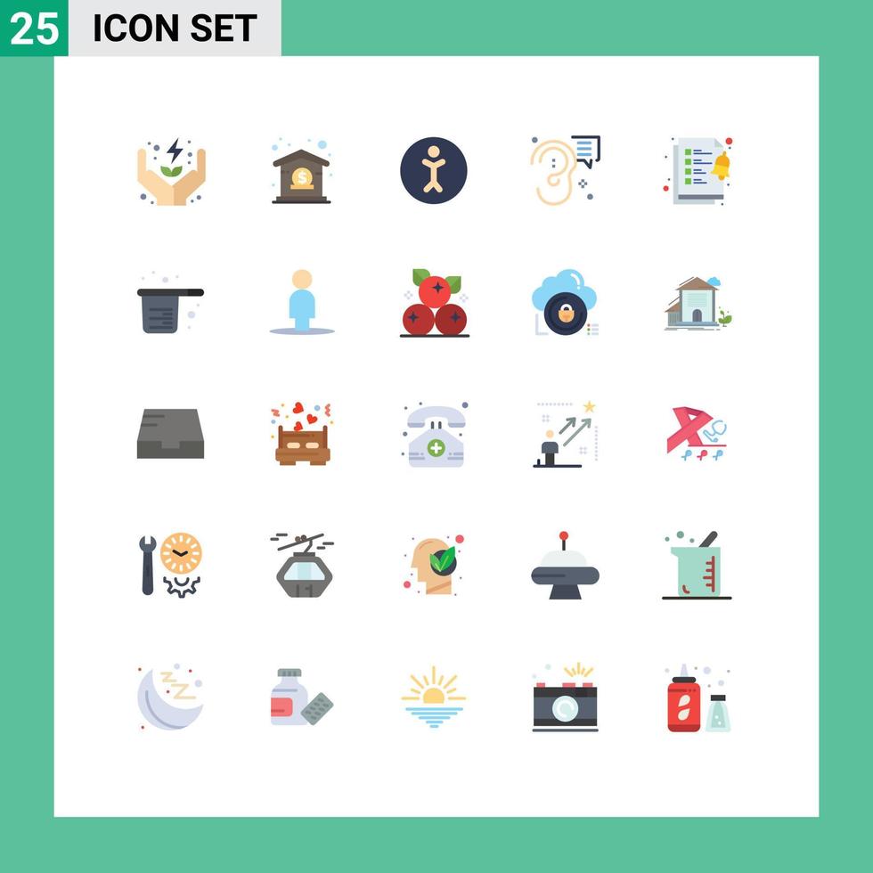 25 Universal Flat Color Signs Symbols of clipboard message accessibility marketing communication Editable Vector Design Elements