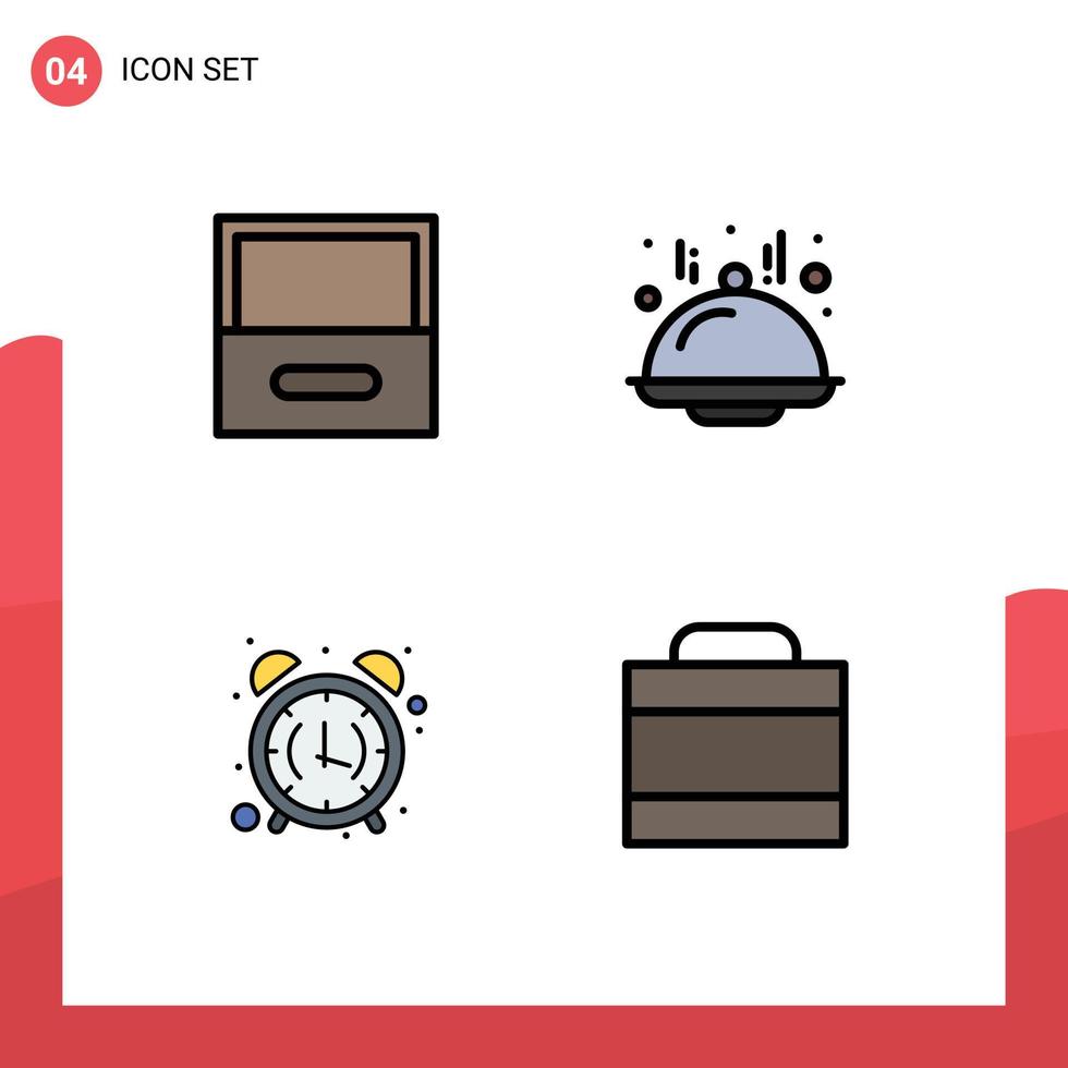 Group of 4 Filledline Flat Colors Signs and Symbols for archive morning dome alarm case Editable Vector Design Elements