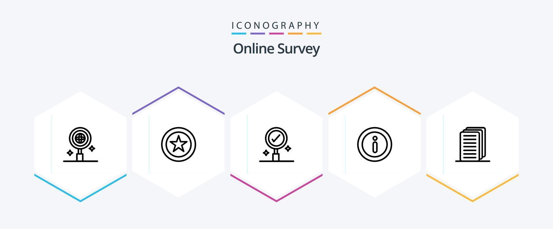 Online Survey 25 Line icon pack including business . menu. information . vector