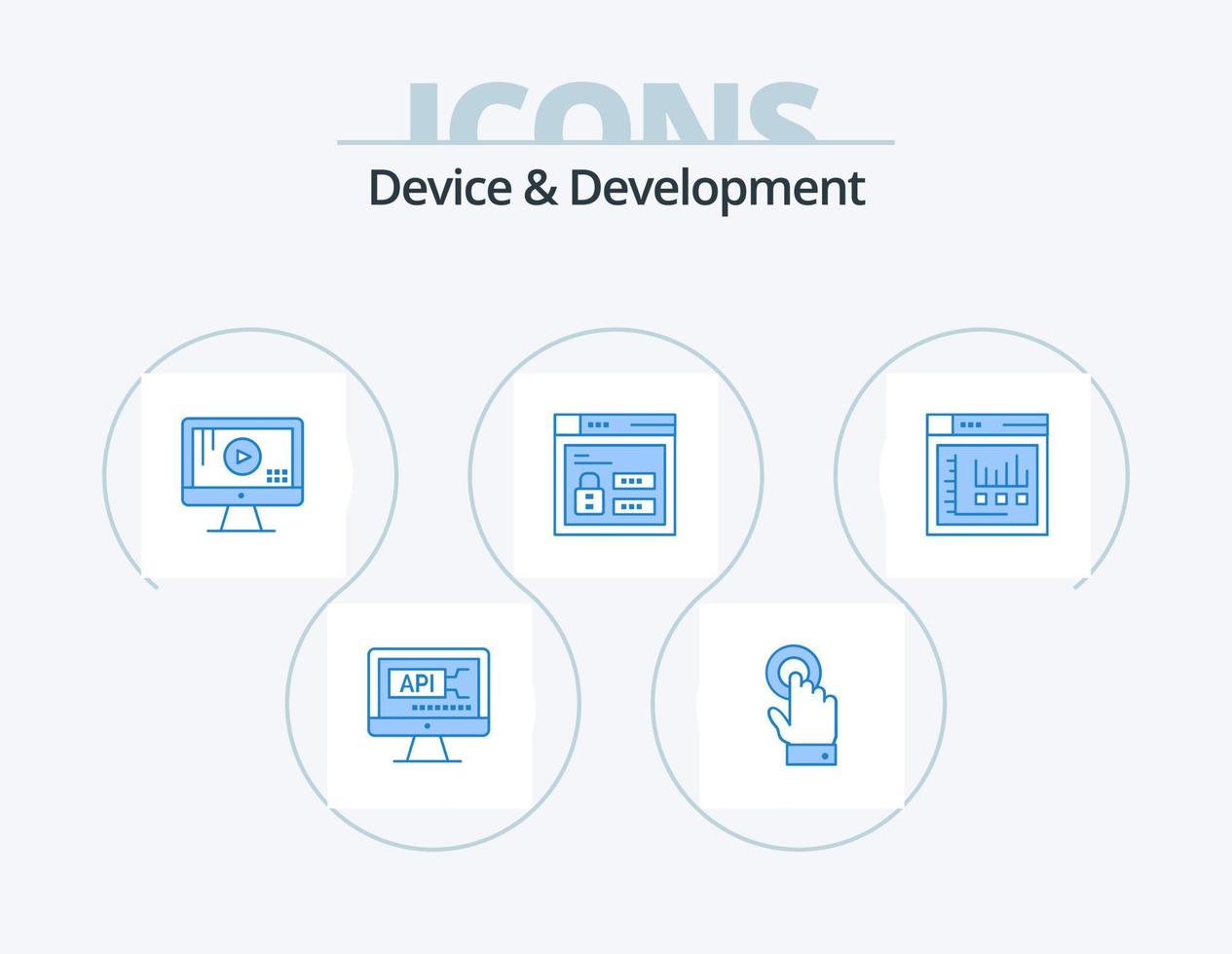 Device And Development Blue Icon Pack 5 Icon Design. internet . code. computer. louck. browser vector