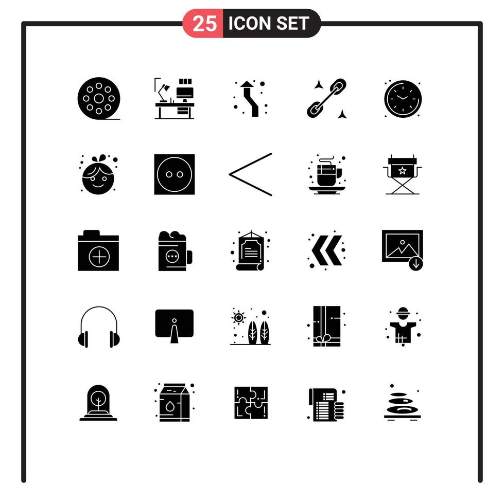 Modern Set of 25 Solid Glyphs and symbols such as home office designer clip direction Editable Vector Design Elements