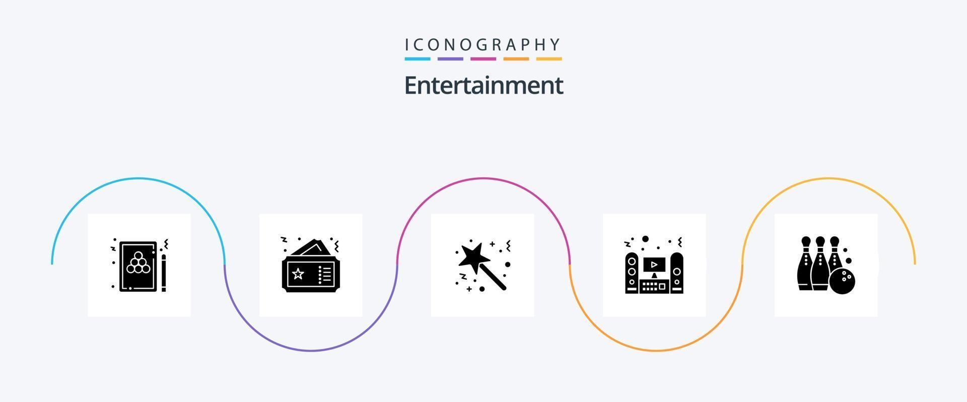 entretenimiento glifo 5 5 icono paquete incluso vocero. multimedia. cine. otorgar. estrella vector