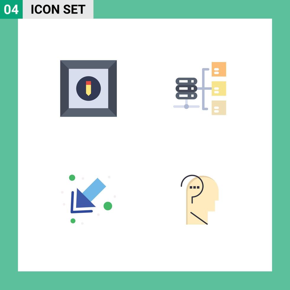 Set of 4 Commercial Flat Icons pack for box left network social confuse brain Editable Vector Design Elements
