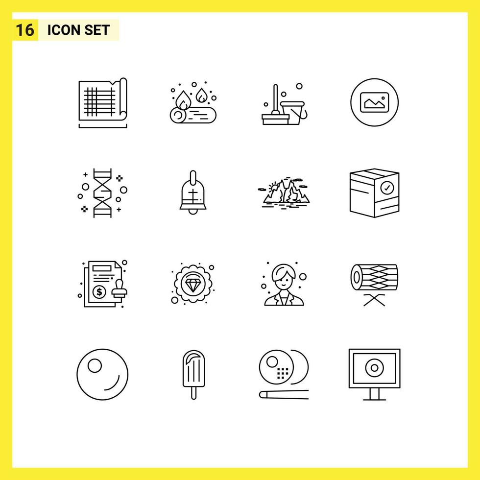 Stock Vector Icon Pack of 16 Line Signs and Symbols for gene chromosome clean ui photo Editable Vector Design Elements