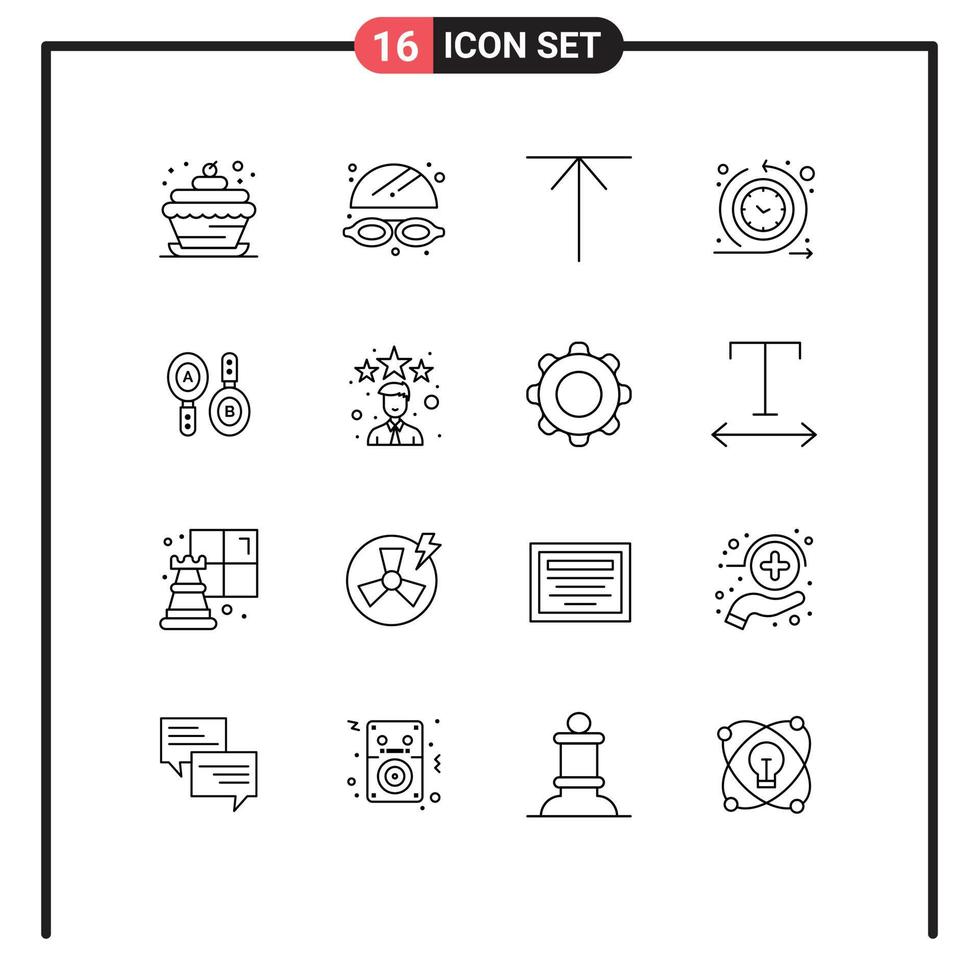 Modern Set of 16 Outlines and symbols such as computing search home research routine Editable Vector Design Elements