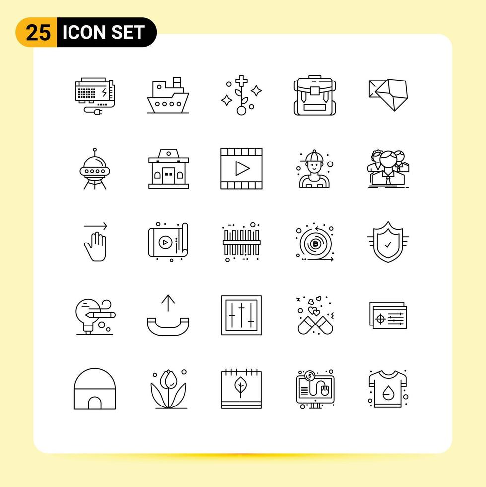 Modern Set of 25 Lines and symbols such as business hiking vessel zipper bag Editable Vector Design Elements