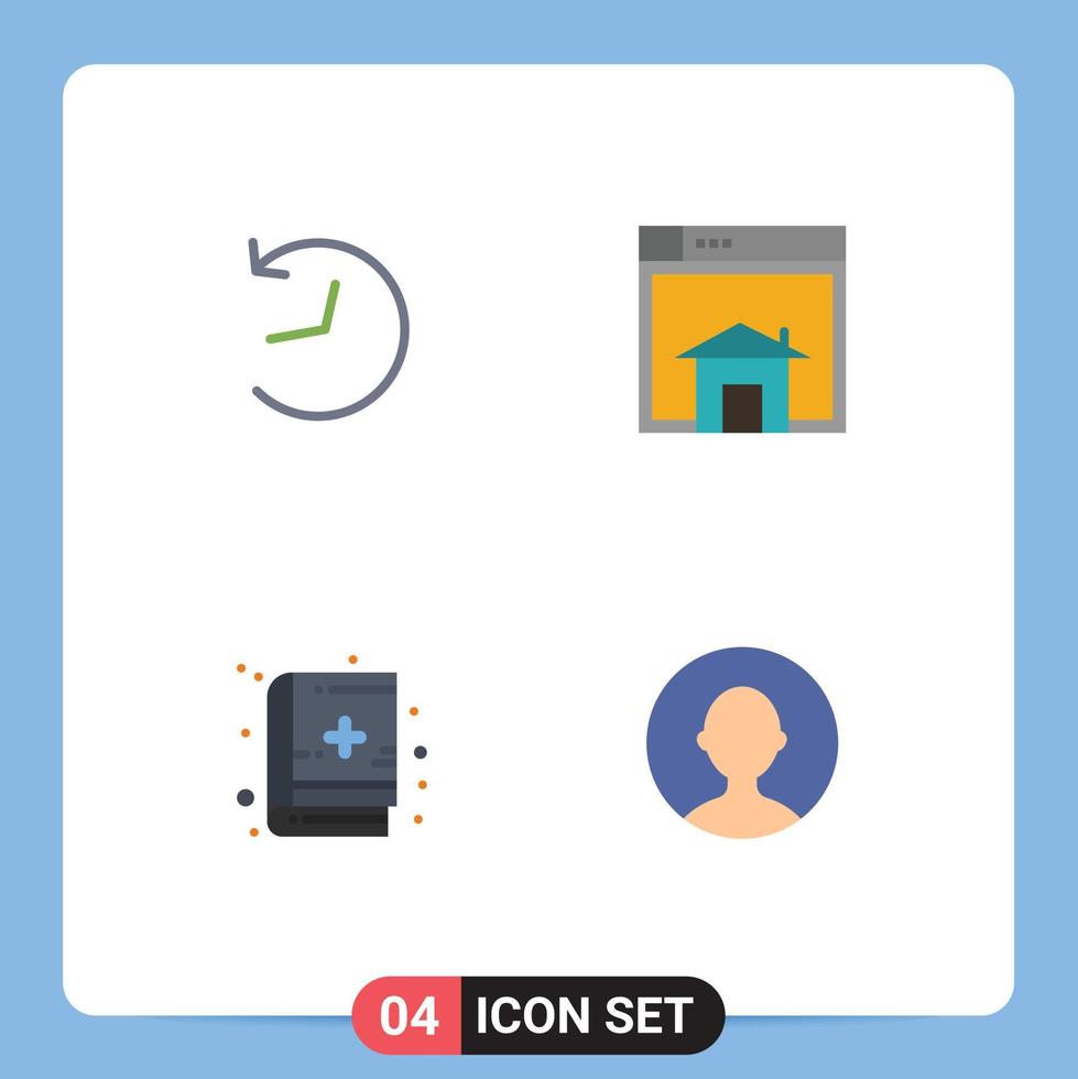 Set of 4 Commercial Flat Icons pack for twitter book home layout medical education Editable Vector Design Elements