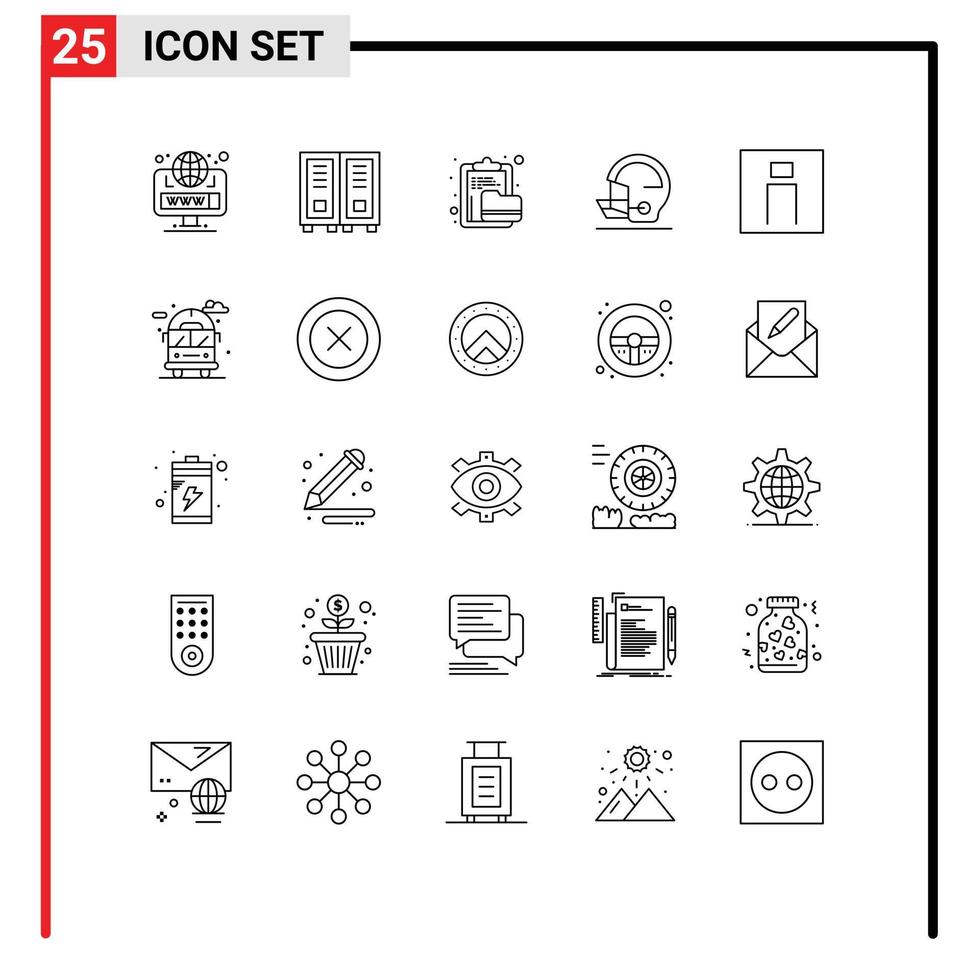 25 Universal Line Signs Symbols of human baseball archive safety folder Editable Vector Design Elements