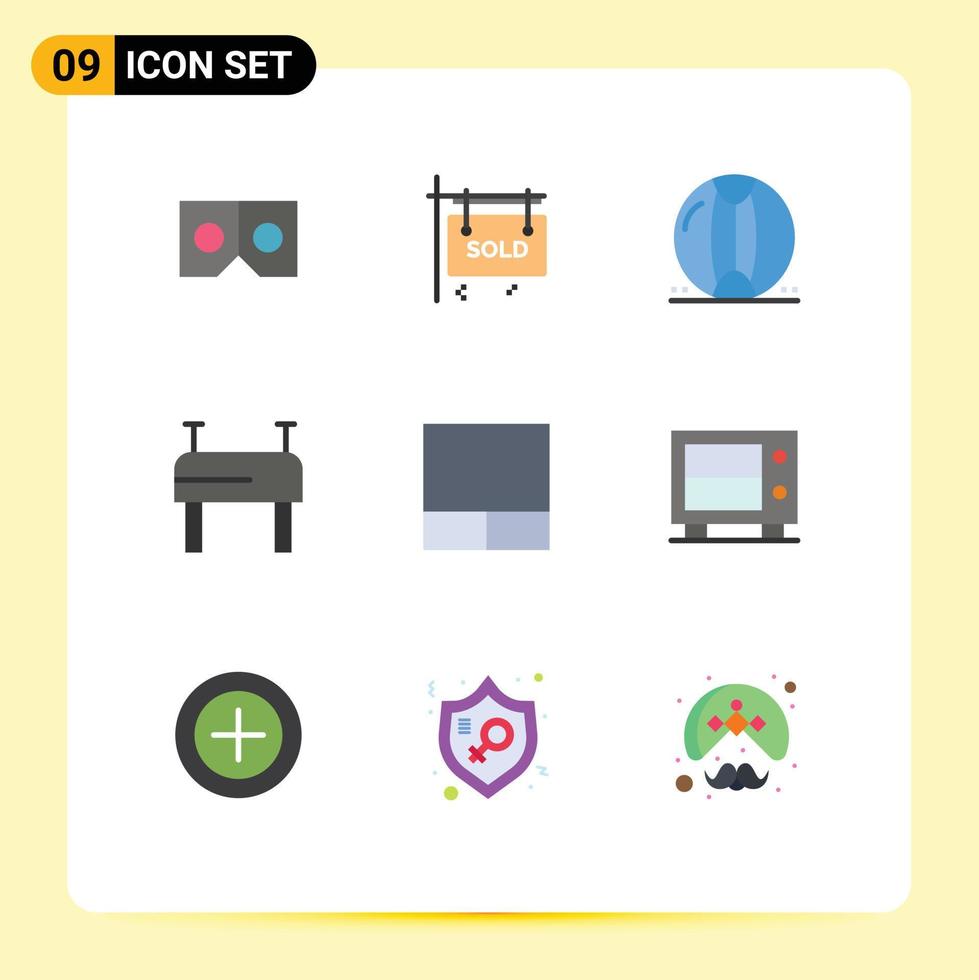 User Interface Pack of 9 Basic Flat Colors of money layout beach grid gymnastics Editable Vector Design Elements