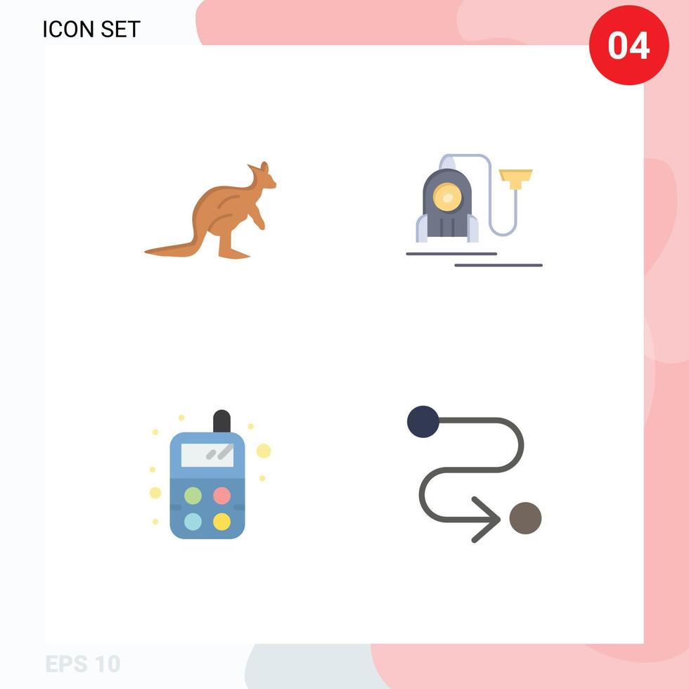 Mobile Interface Flat Icon Set of 4 Pictograms of anomal cable indigenous vacuum radio Editable Vector Design Elements