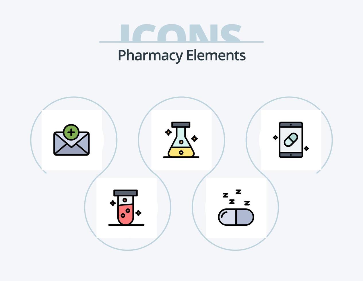 Pharmacy Elements Line Filled Icon Pack 5 Icon Design. hospital . plus. medical . beat . medical vector