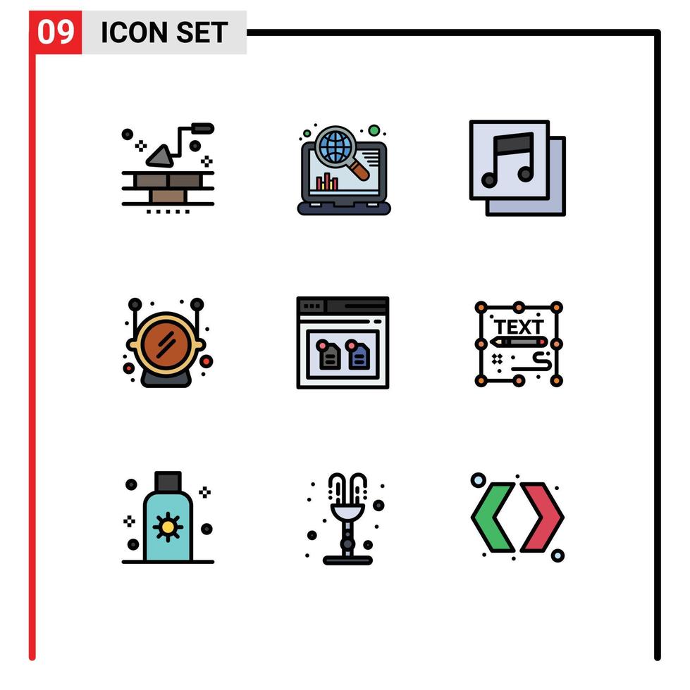 Stock Vector Icon Pack of 9 Line Signs and Symbols for file browser albums archive space Editable Vector Design Elements